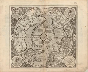 La carte est publiée en (1628) et montre le pôle Nord, les régions nordiques